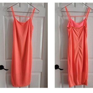 BOGO VIJO COUTURE MIDI SLEEVELESS ORANGE BACK RUCHED STRETCH DRESS MEDIUM NWOT